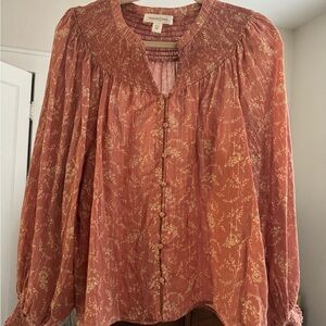 Treasure & Bond Floral Blouse in Rust and Cream